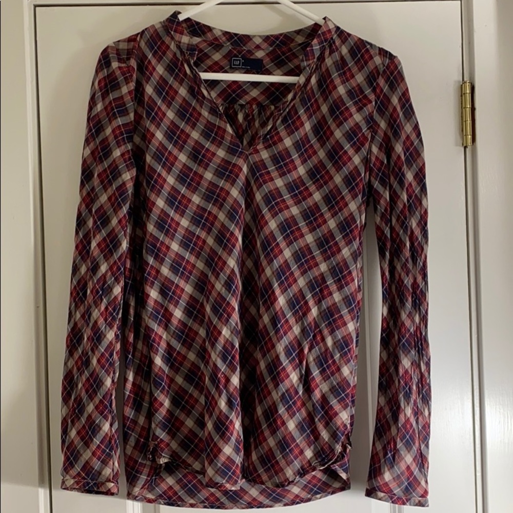 Gap holiday plaid blouse